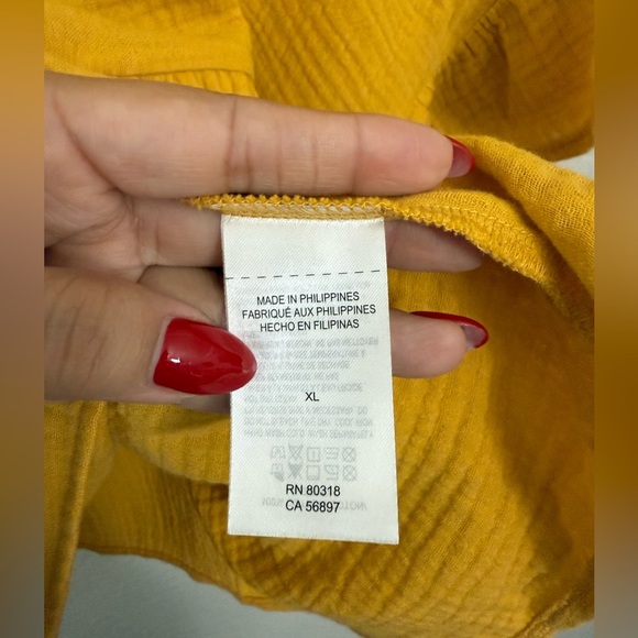 Lucky Brand Gold Yellow 100% Cotton Flutter Top - Picture 4 of 6